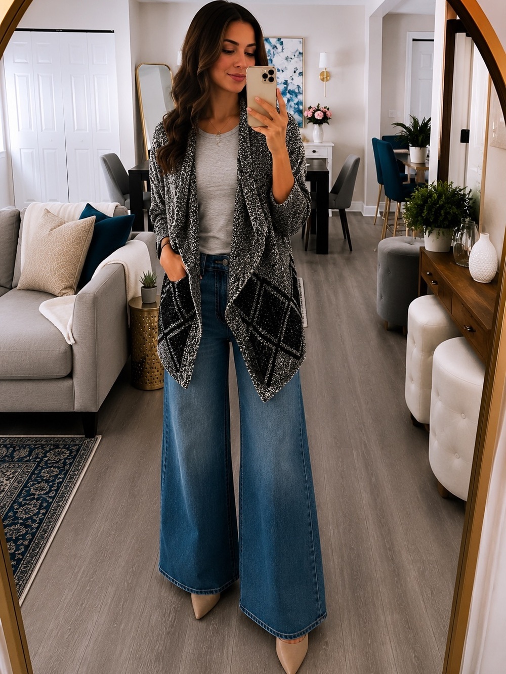 Madewell All Angles Open Front Sweater Gray Drapey Oversized Boho Size M/L